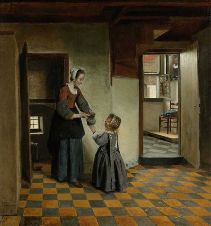 ; - A Woman with a Child in a Pantry