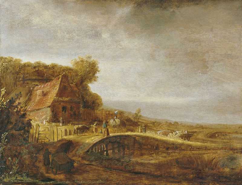 ũ - Landscape with farm and a bridge