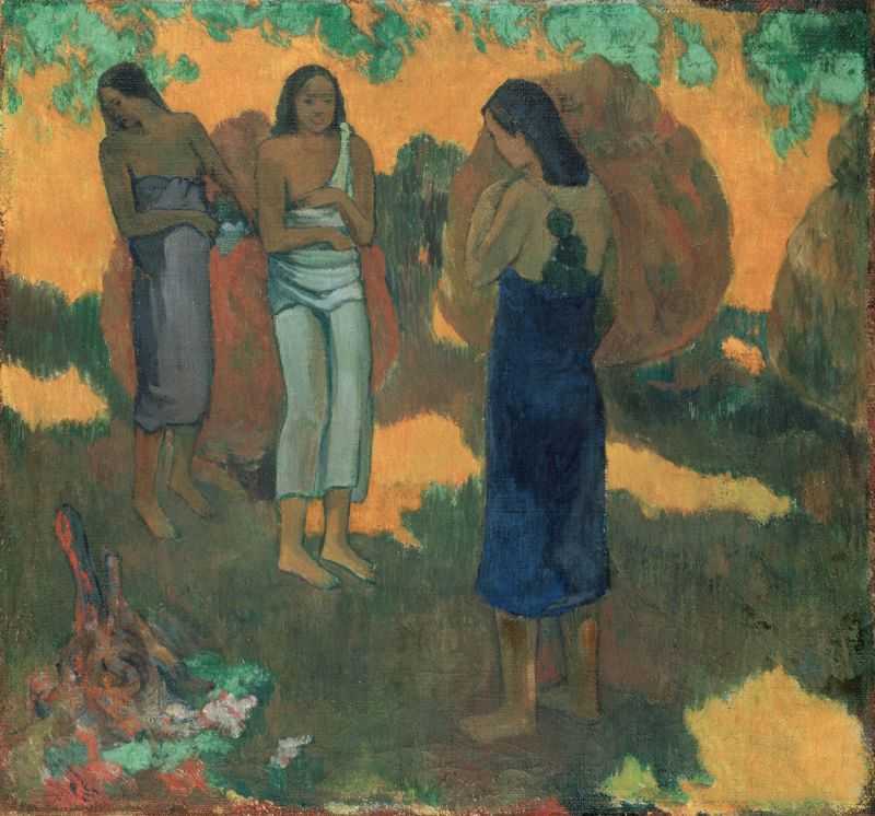 µλϪظŮ - Three Tahitian Women against a Yellow Background