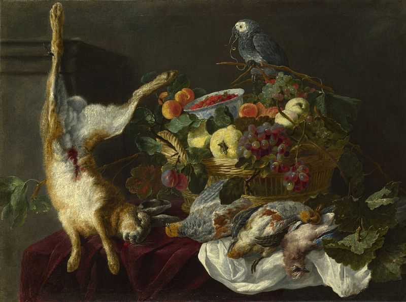 ˮĵϷ - A Still Life with Fruit, Dead Game and a Parrot