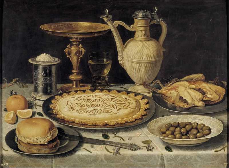 뵰̢ȣ׺ - Still life with a tart, roast chicken, bread, rice and olives