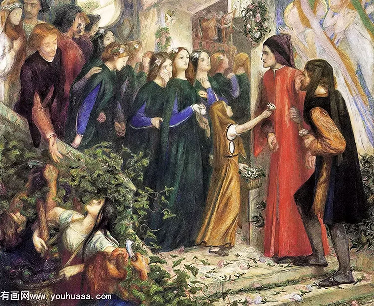 beatrice, meeting dante at a wedding feast, denies him her salutation