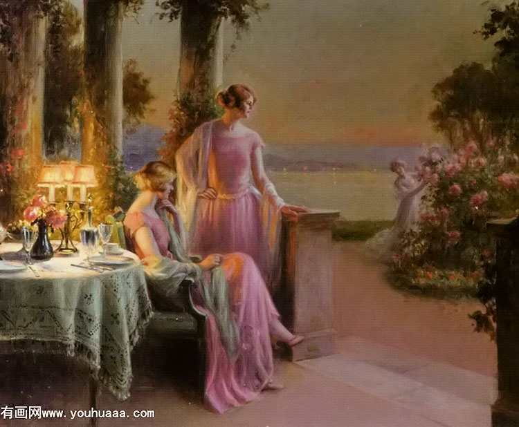 elegant ladies taking tea