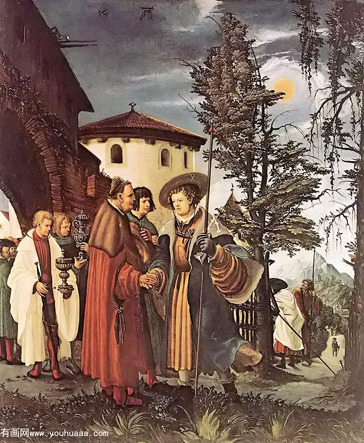 st florian taking leave of the monastery