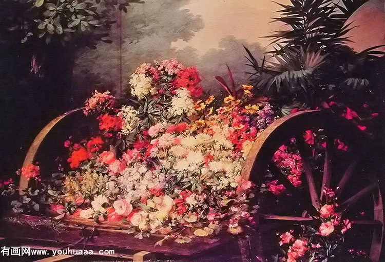 a cart of flowers