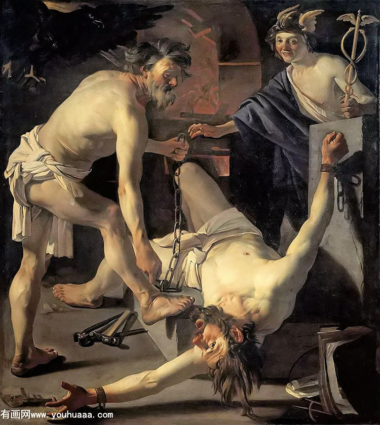 סĻ˹ - prometheus being chained by vulcan