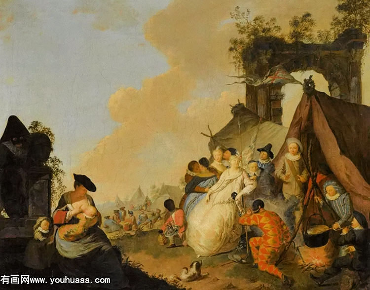 A Village Kermesse With Peasants Dancing