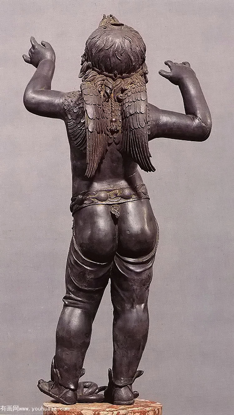 allegoric figure of a boy (atys), rear view