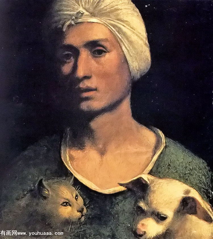 СèСФ - portrait of a young man with a dog and a cat