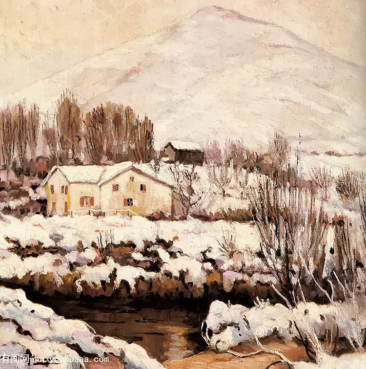 cottages in a snowy landscape