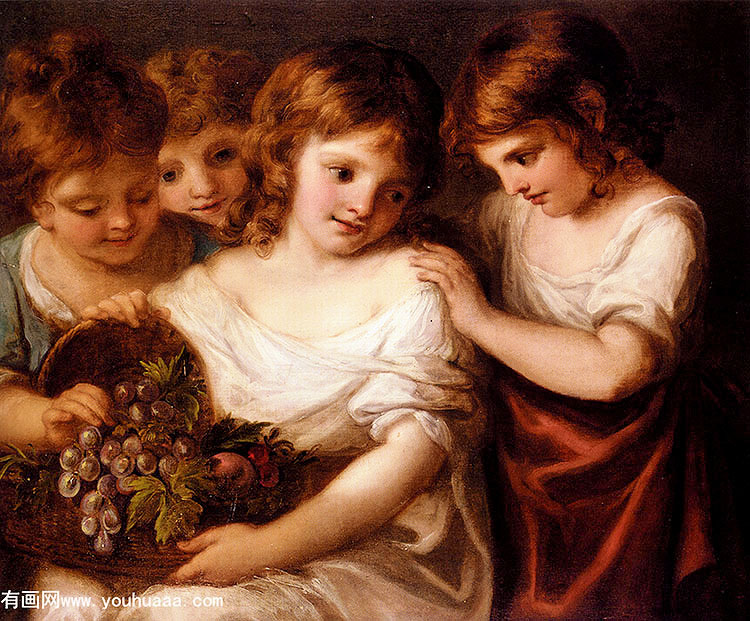 ĸùĺ - four children with a basket of fruit