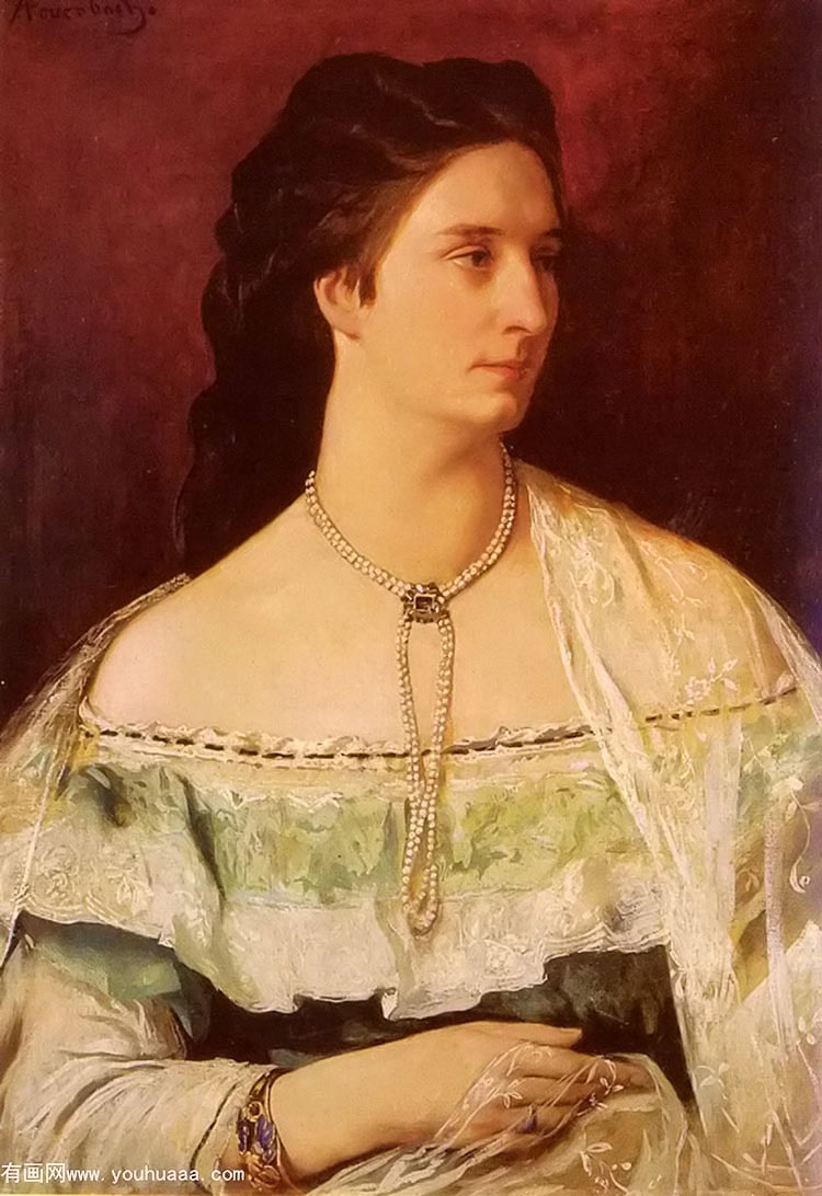 Ůʿ - portrait of a lady wearing a pearl necklace