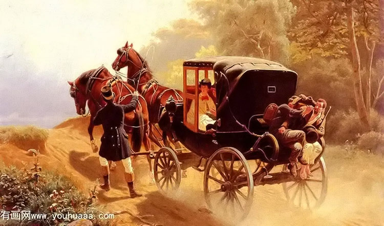 a carriage taking a difficult hill