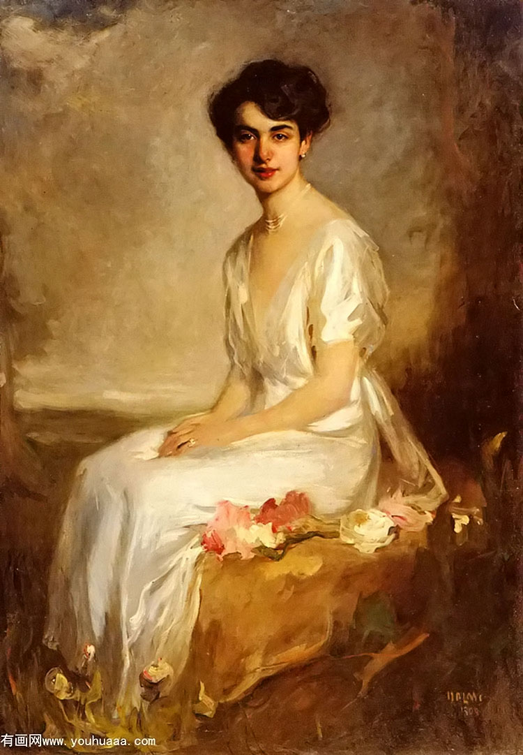 ȹŮӻ - portrait of an elegant young woman in a white dress