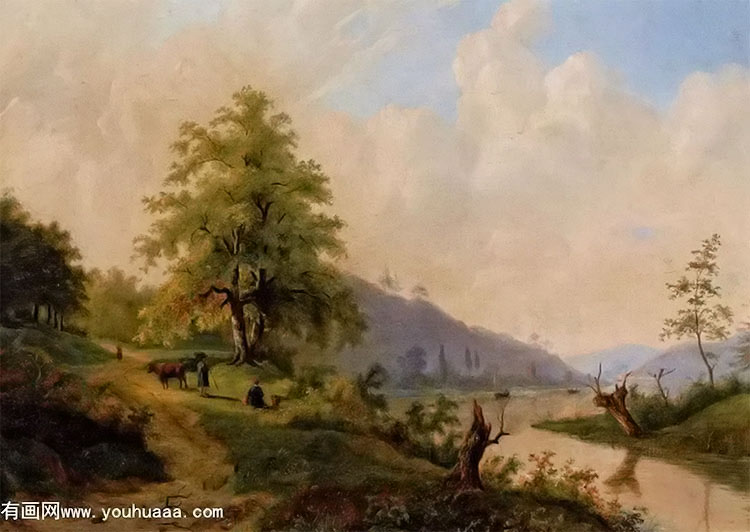 figures in a river landscape