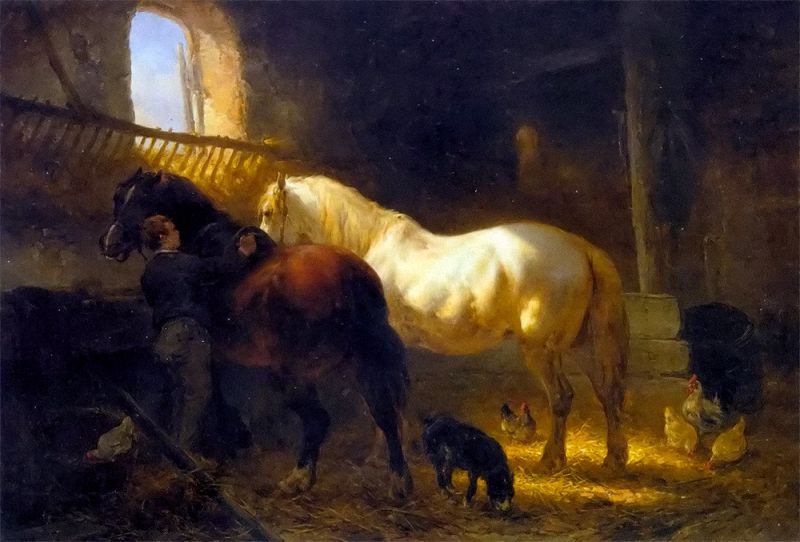  - horses in a stable