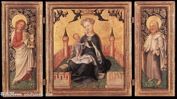 Χ԰еʥĸӣ - triptych with the virgin and child in an enclosed garden