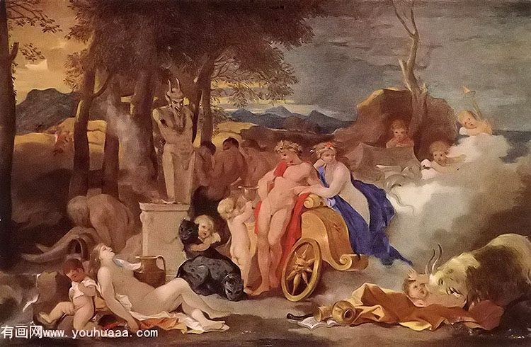 bacchus and ceres with nymphs and satyrs