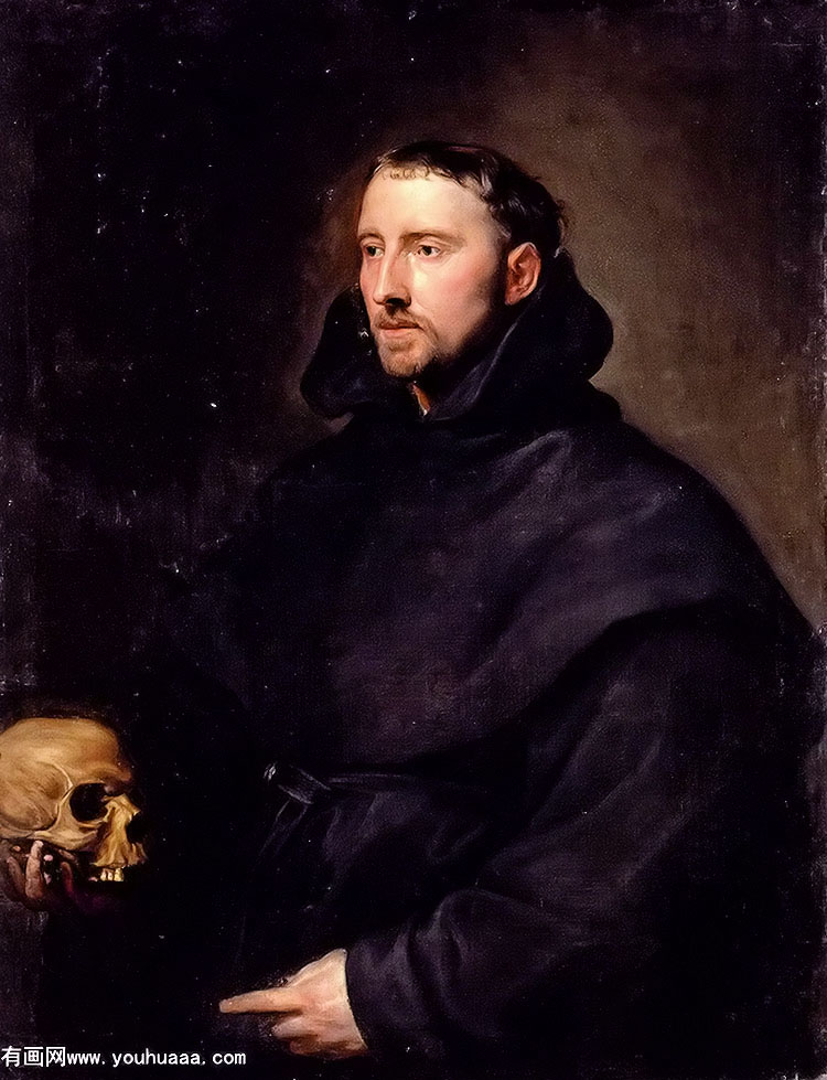 ʥ޻һʿ - portrait of a monk of the benedictine order, holding a skull