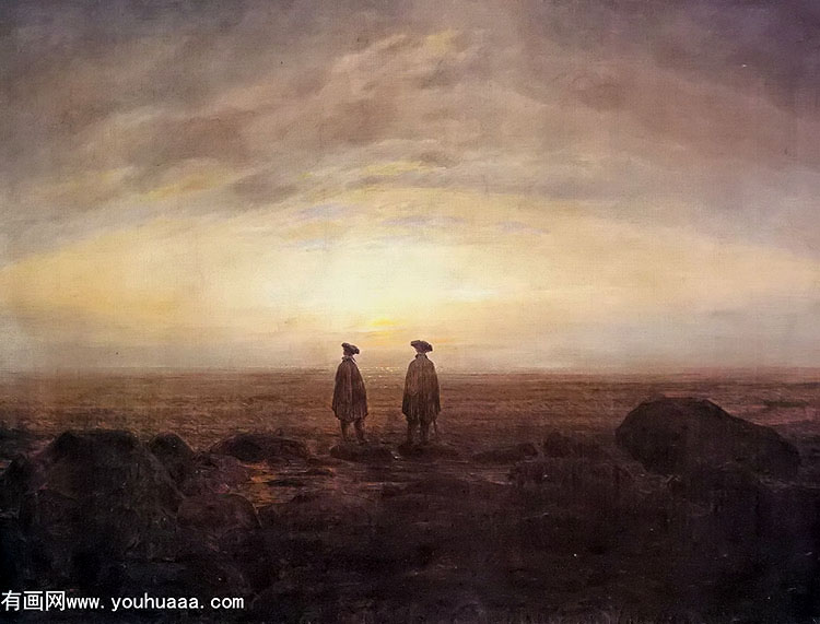 two men by the at moonrise