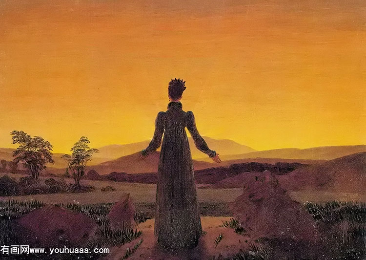 woman before the rising sun