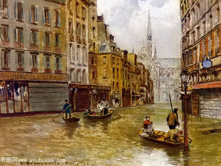 street in paris during flood of 1910