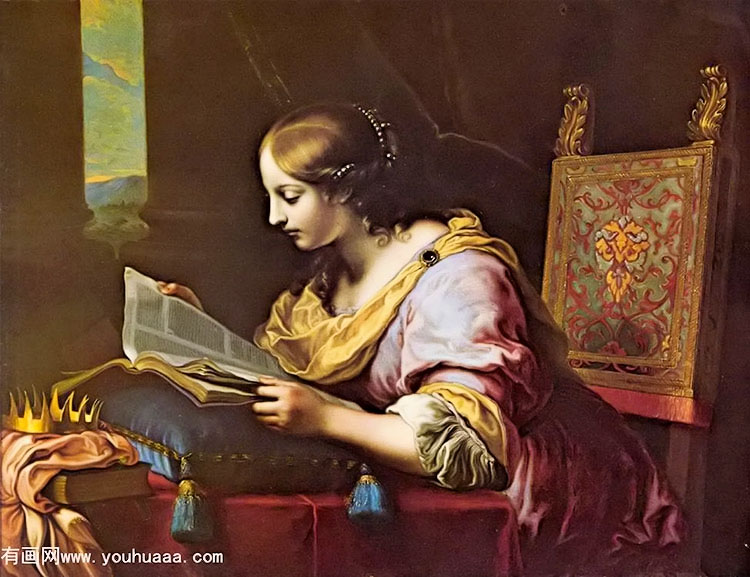 st catherine reading a book