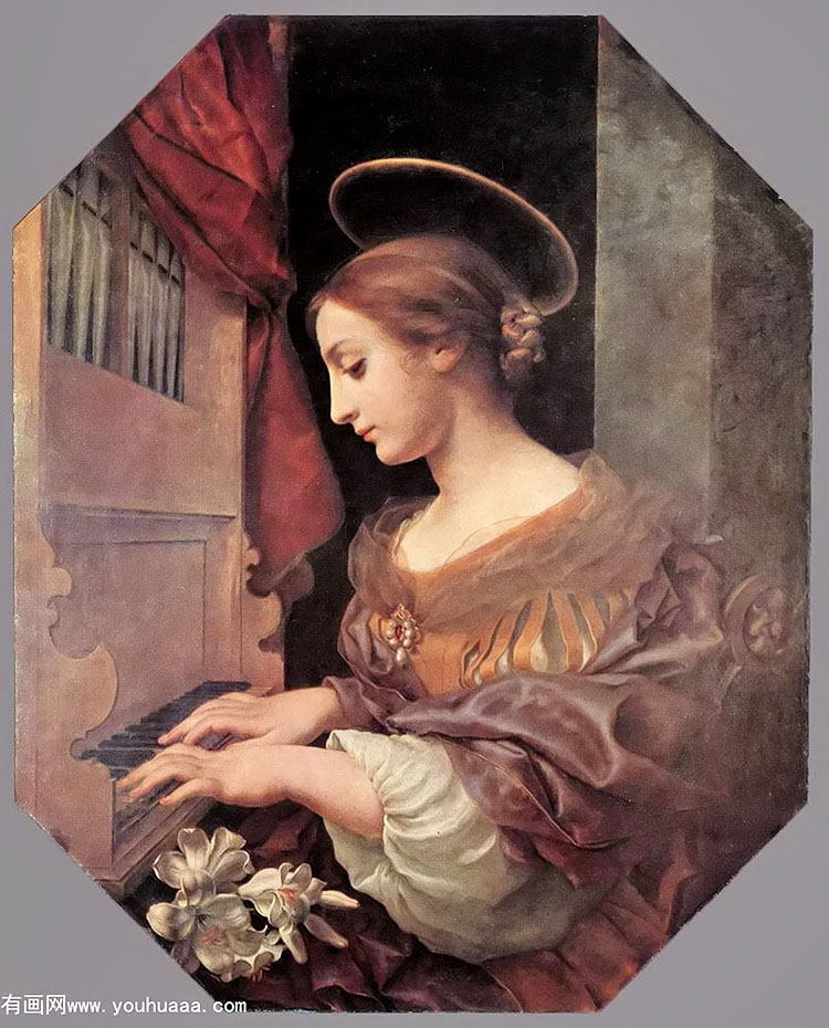 st cecilia at the organ