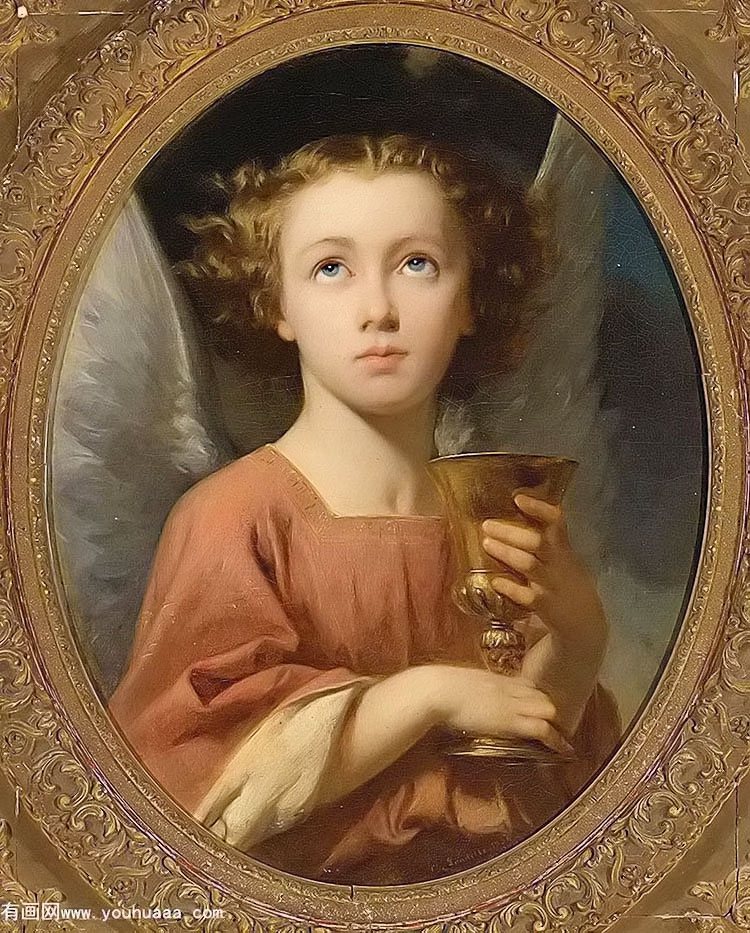 an angel holding a chalice