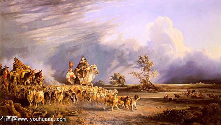 goat herders in a neapolitan landscape