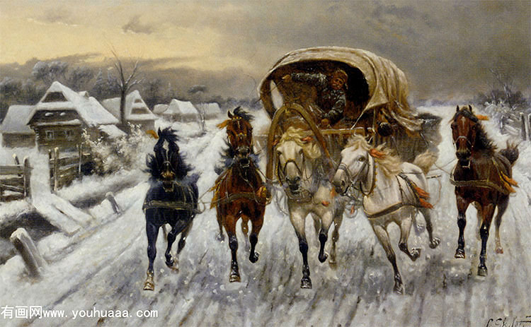 a russian caravan racing in the snow