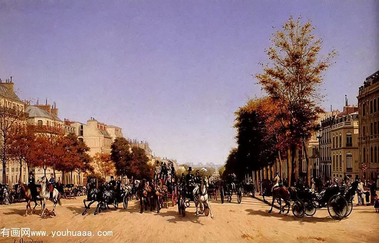 view of the champs elysees from the place de letoile