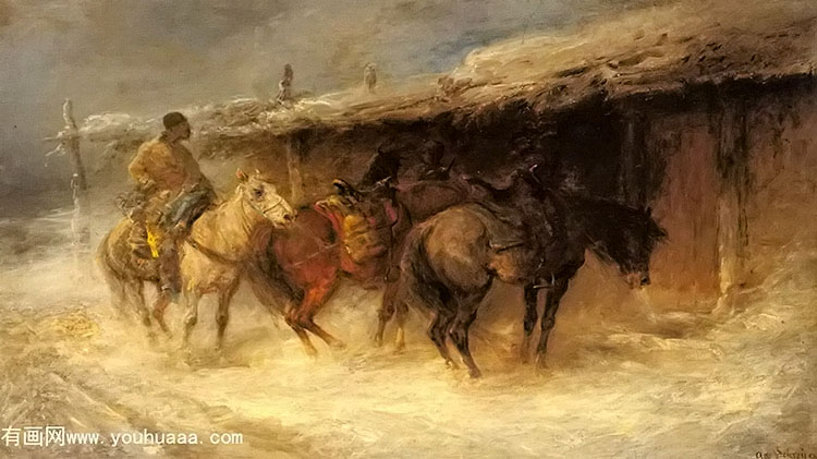 wallachian horsemen in the snow