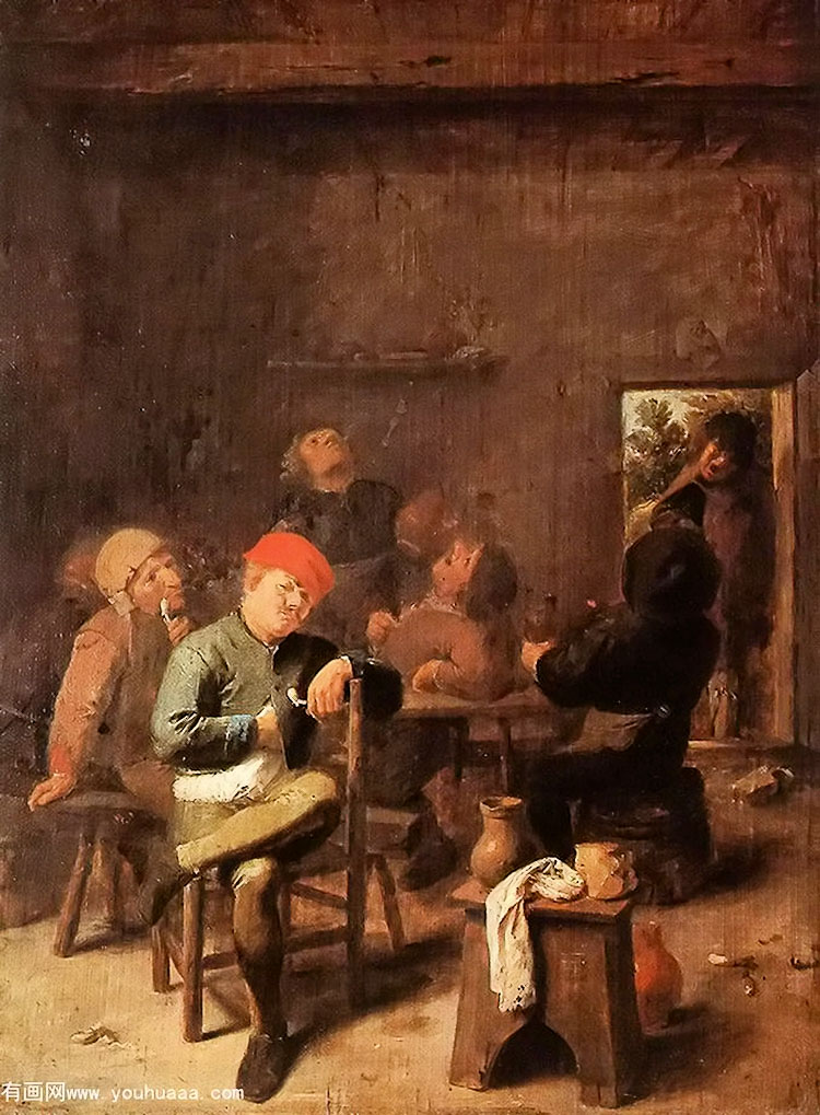 peasants smoking and drinking