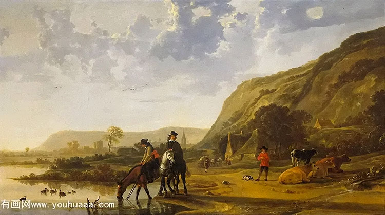  - river landscape with riders