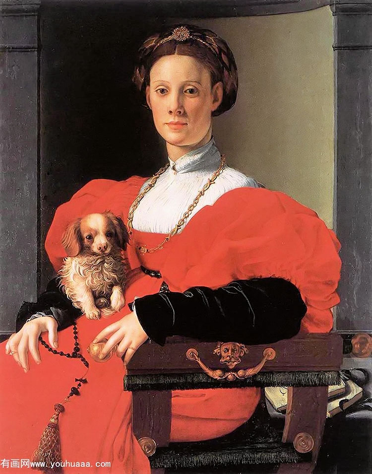 СŮʿ - portrait of a lady with a puppy