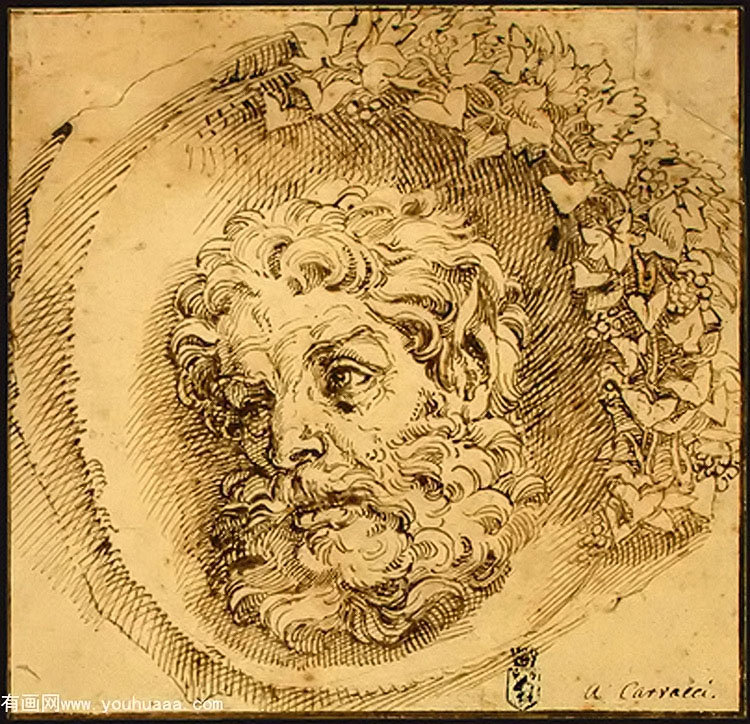 ũͷ - head of a faun in a concave (roundel)