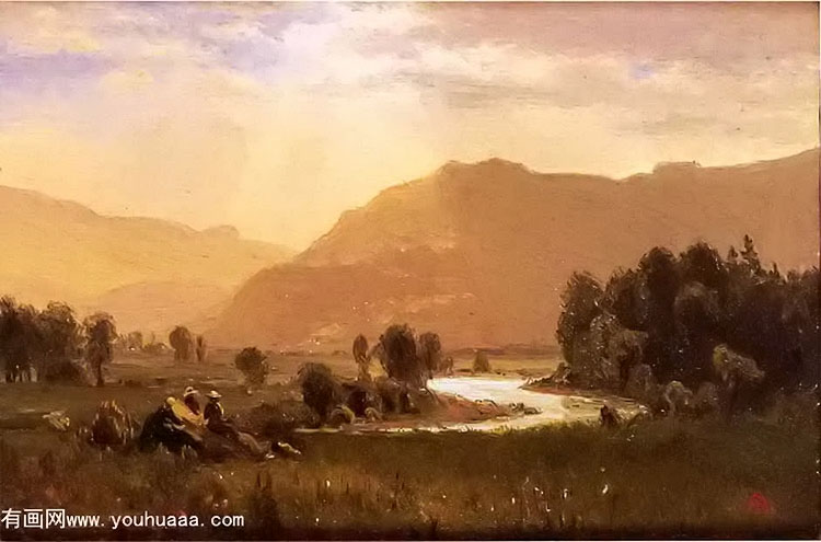 figures in a hudson river landscape