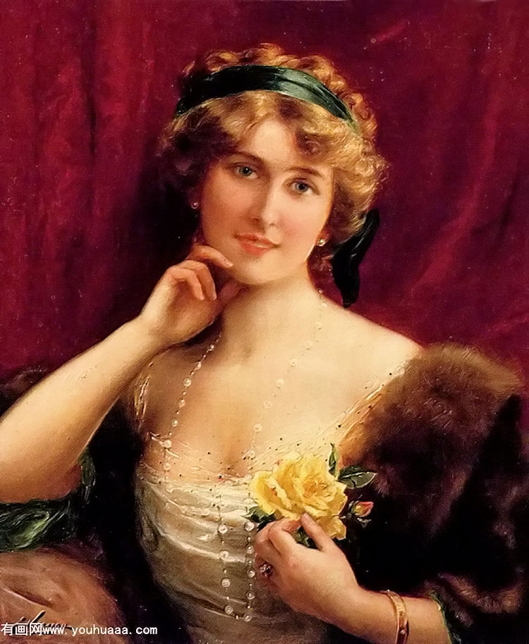 an elegant lady with a yellow rose