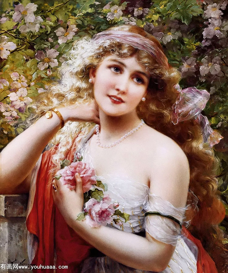 young lady with roses