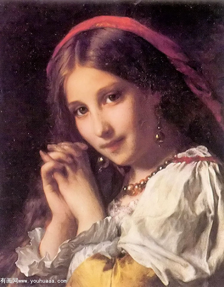 ɫͷŮФ - portrait of a girl with red shawl