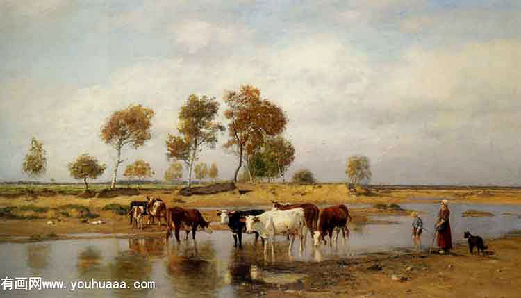 cows at the watering place