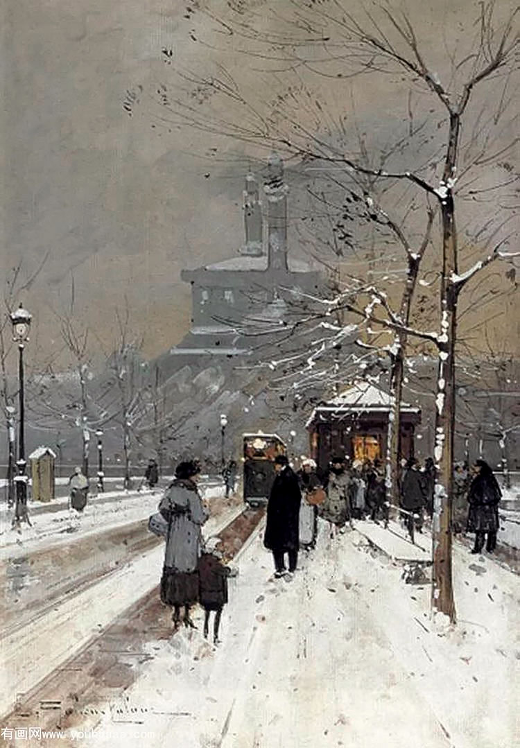 figures in the snow, paris