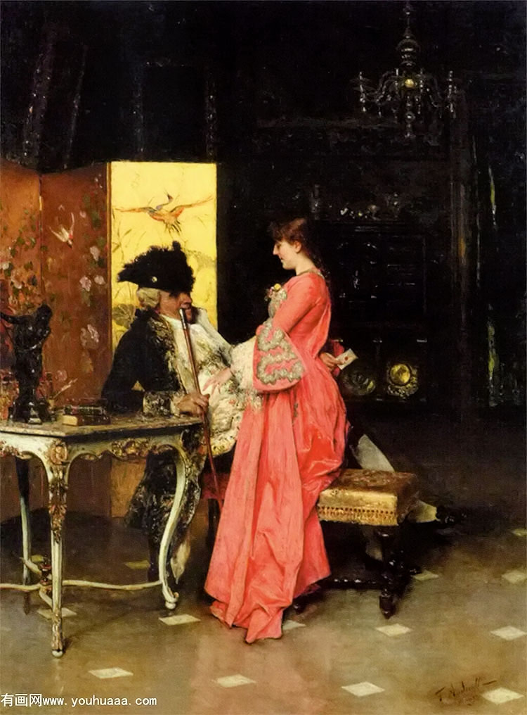 andreotti federico the secret letter oil on canvas