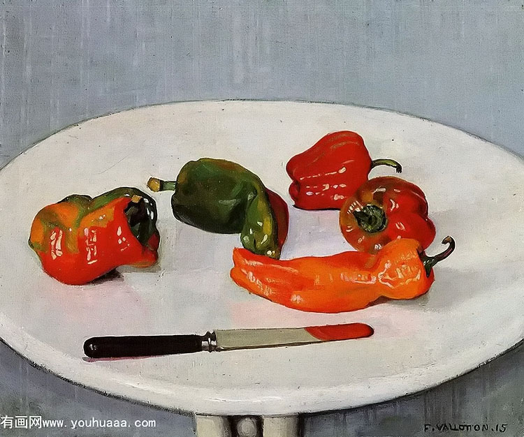 :ϵĺ - still life with red peppers on a white lacquered table