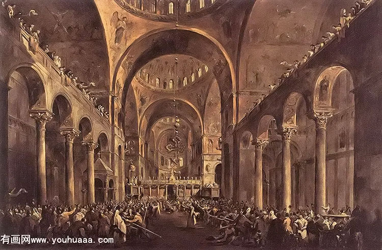 doge alvise iv mocenigo appears to the people in st marks basilica in 1763