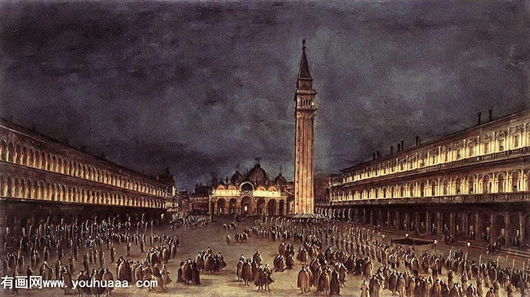 nighttime procession in piazza san marco