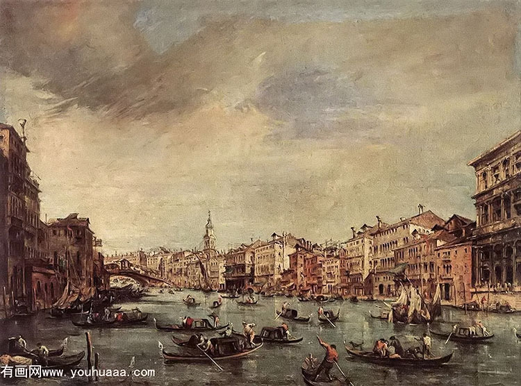 the grand canal, looking toward the rialto bridge