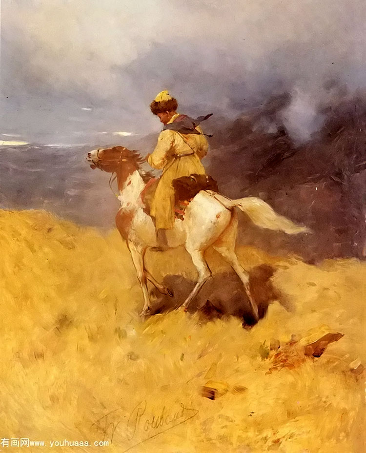 horseman in a mountainous landscape