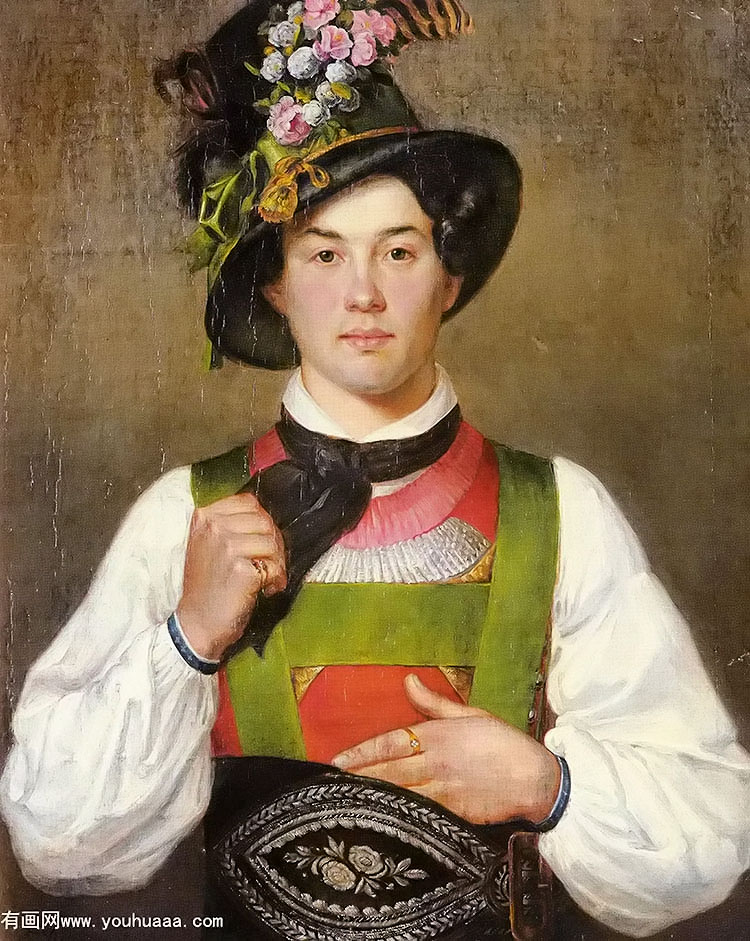 a young man in tyrolean costume